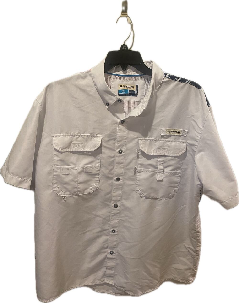 Magellan Outdoors Fish Gear Short Sleeve Shirt White Mens XL Relaxed Fit Vented